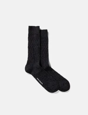 Norse Projects Bjarki Fairisle Texture Socks - Charcoal Melange