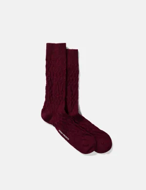 Norse Projects Bjarki Fairisle Texture Socks - Mulberry Red