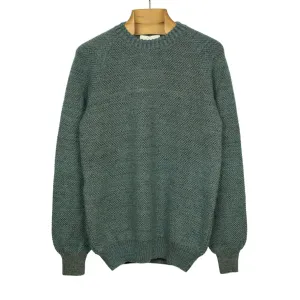 "Boucle" crewneck raglan sweater in "Petrol" wool mohair birdseye