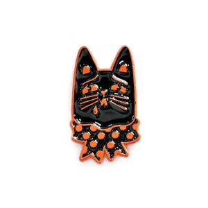 Sad Black Cat Enamel Pin