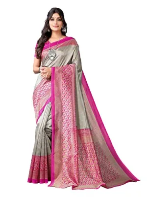 Satrani Women's Banarasi Silk Blend Saree (2438ST887_Dusty Grey)