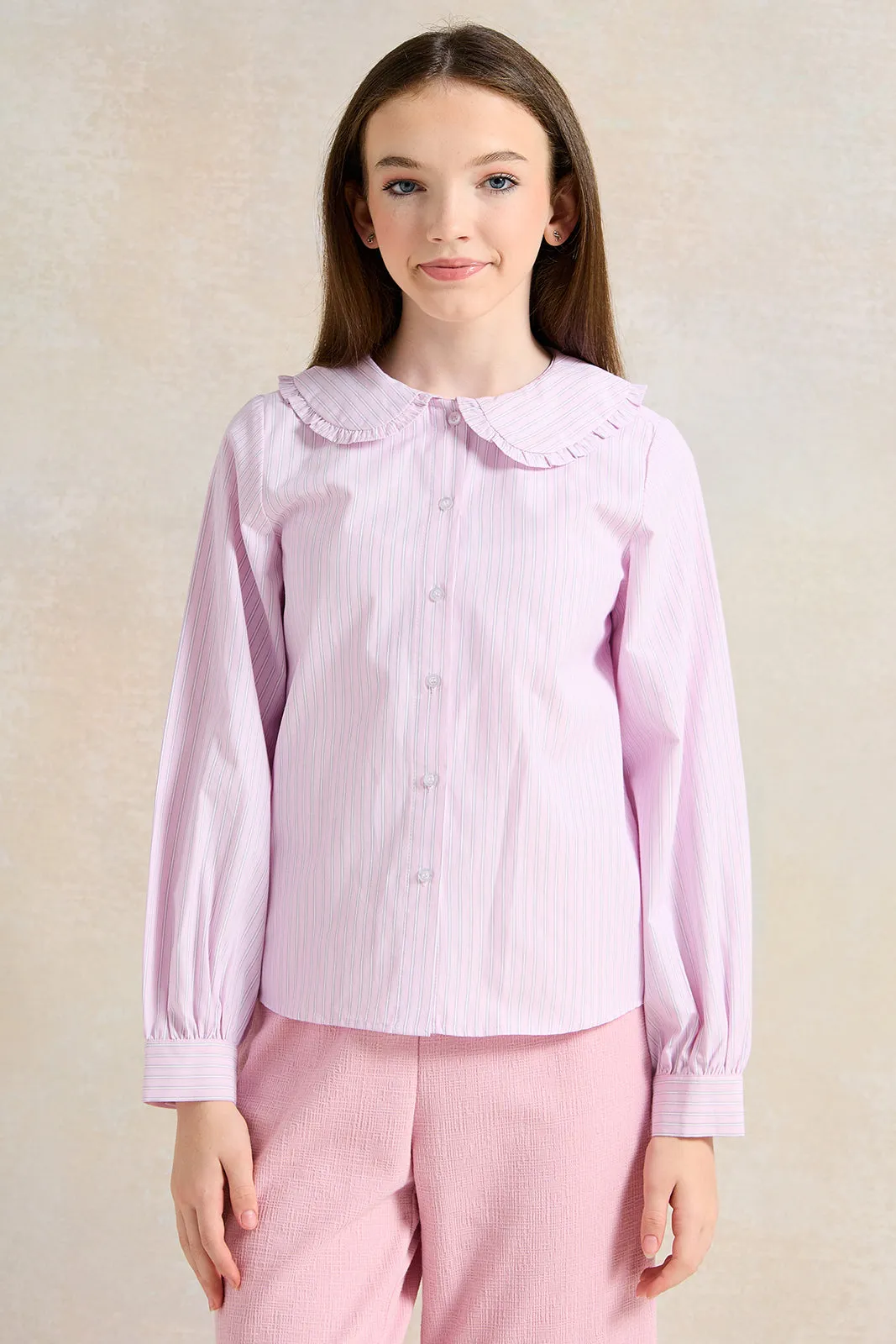 Senior Girls Purple Peter Pan Collared Shirt