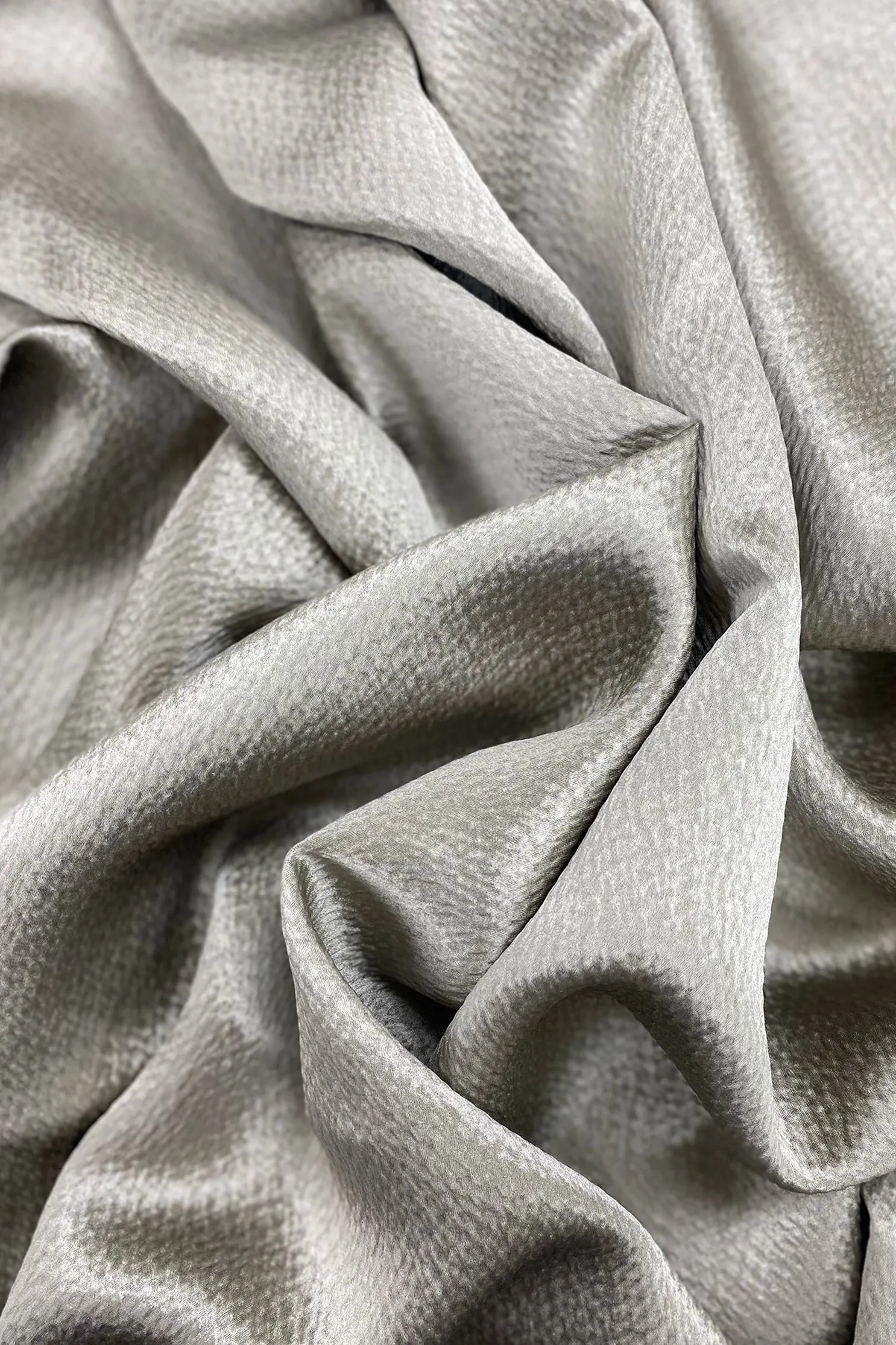 Silver Hammered Silk Satin