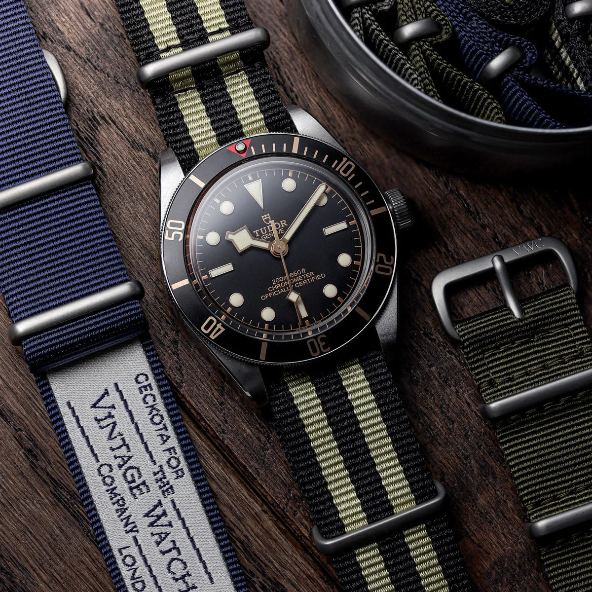 The Vintage Watch Company Military Watch Strap - Navy Blue