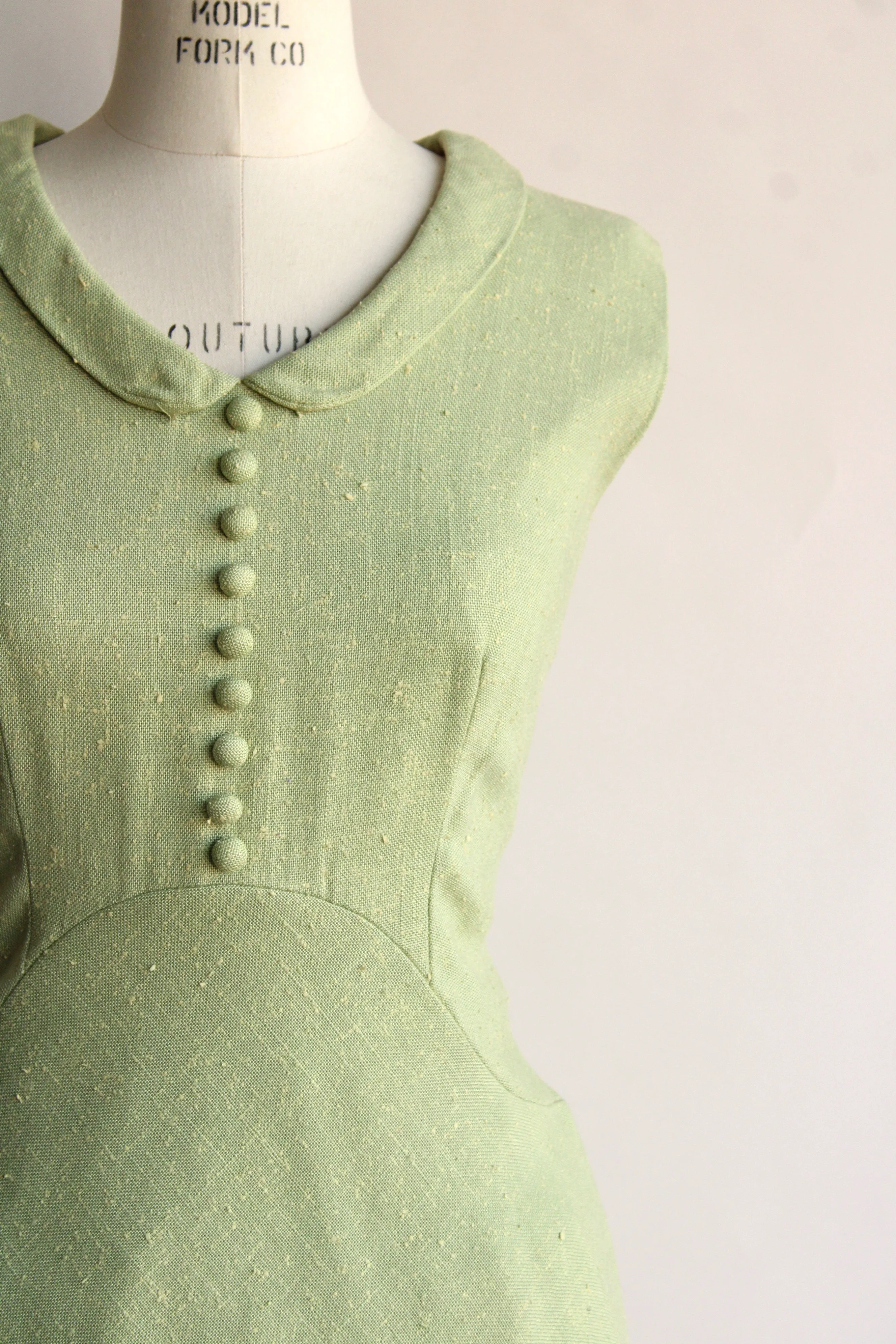 Vintage 1960s Apple Green Tweed Dress