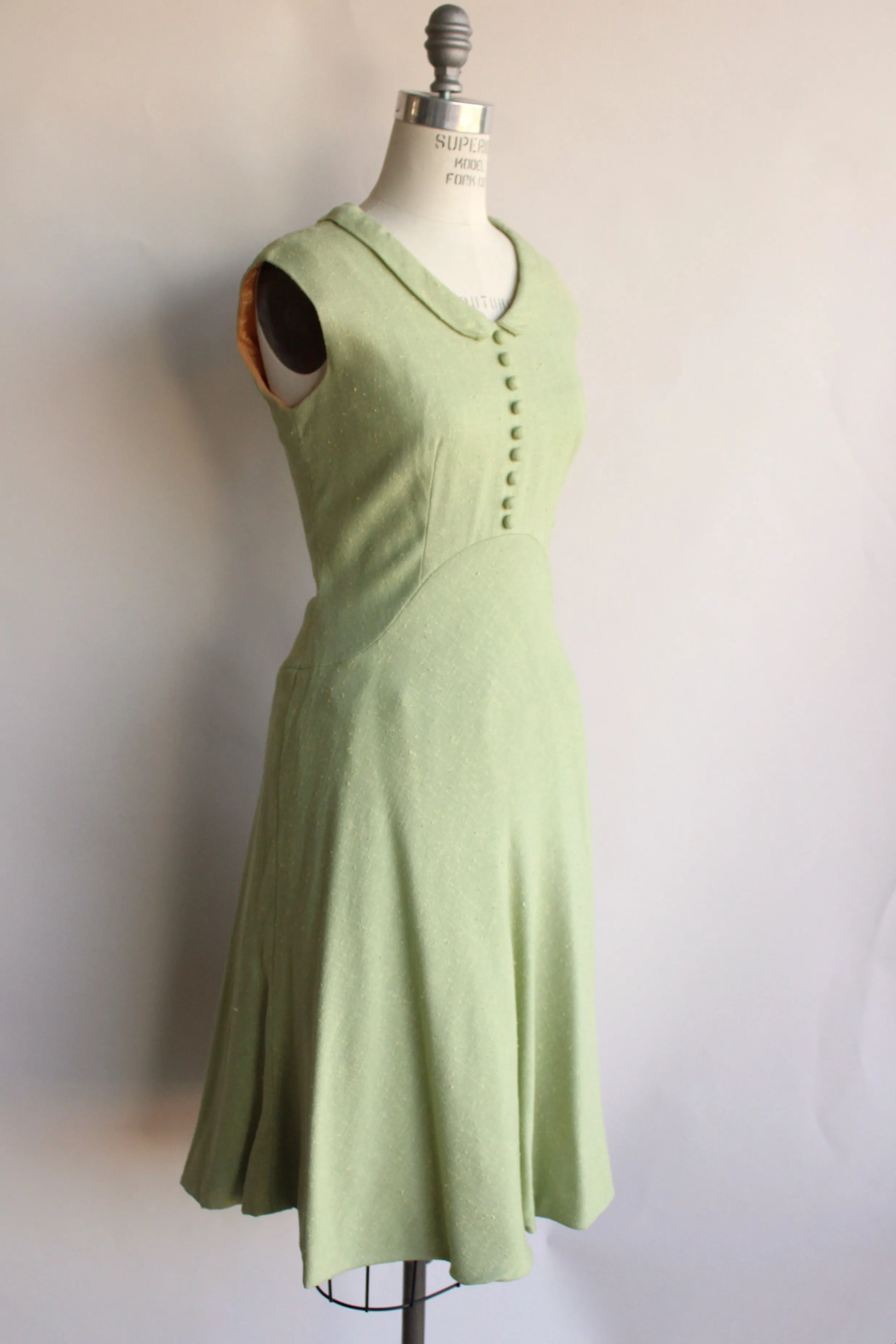 Vintage 1960s Apple Green Tweed Dress