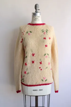 Vintage 1960s Ilaria Handknit Embroidered Sweater