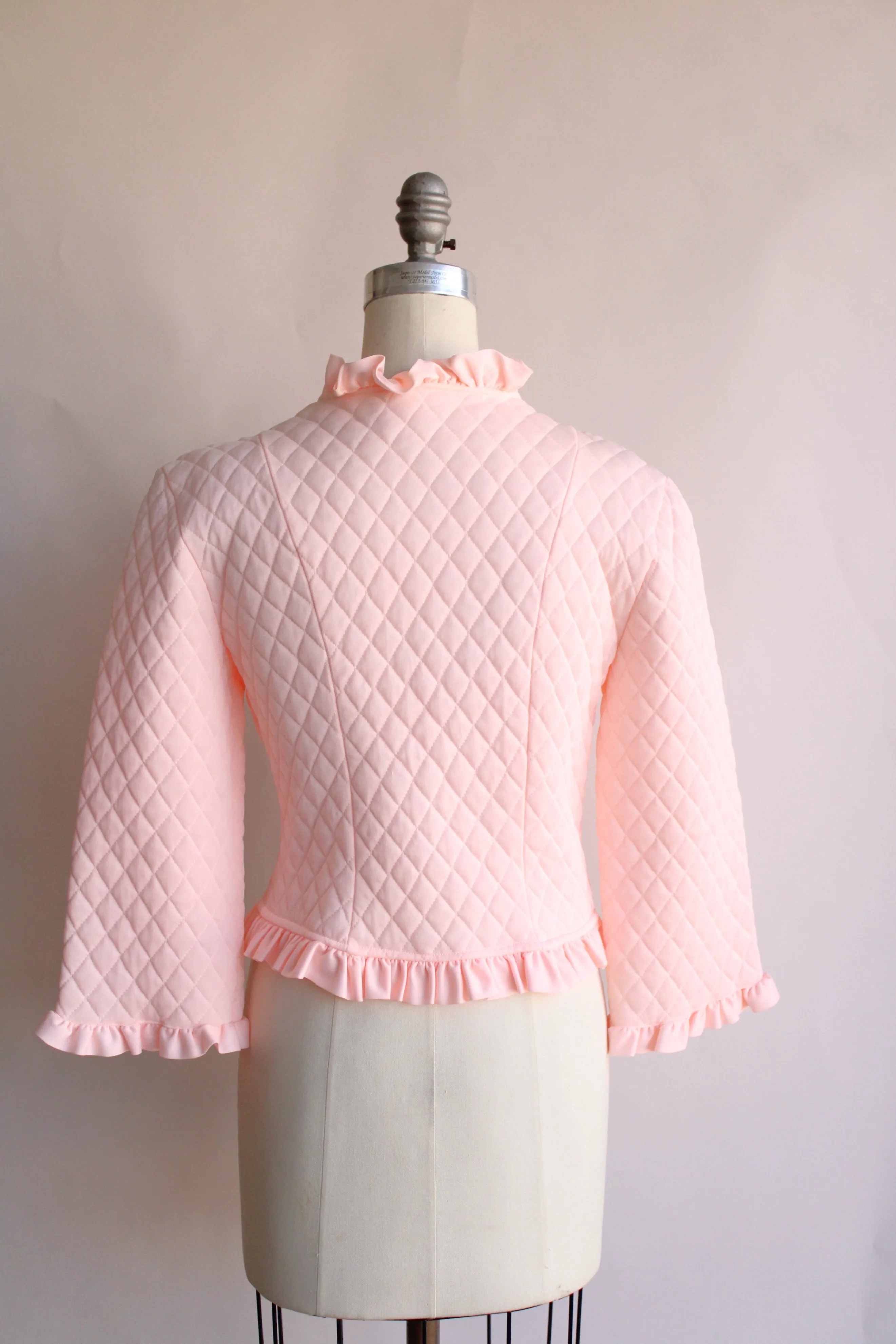 Vintage 1960s Pink Quilted Bed Jacket by Saramal Lingerie