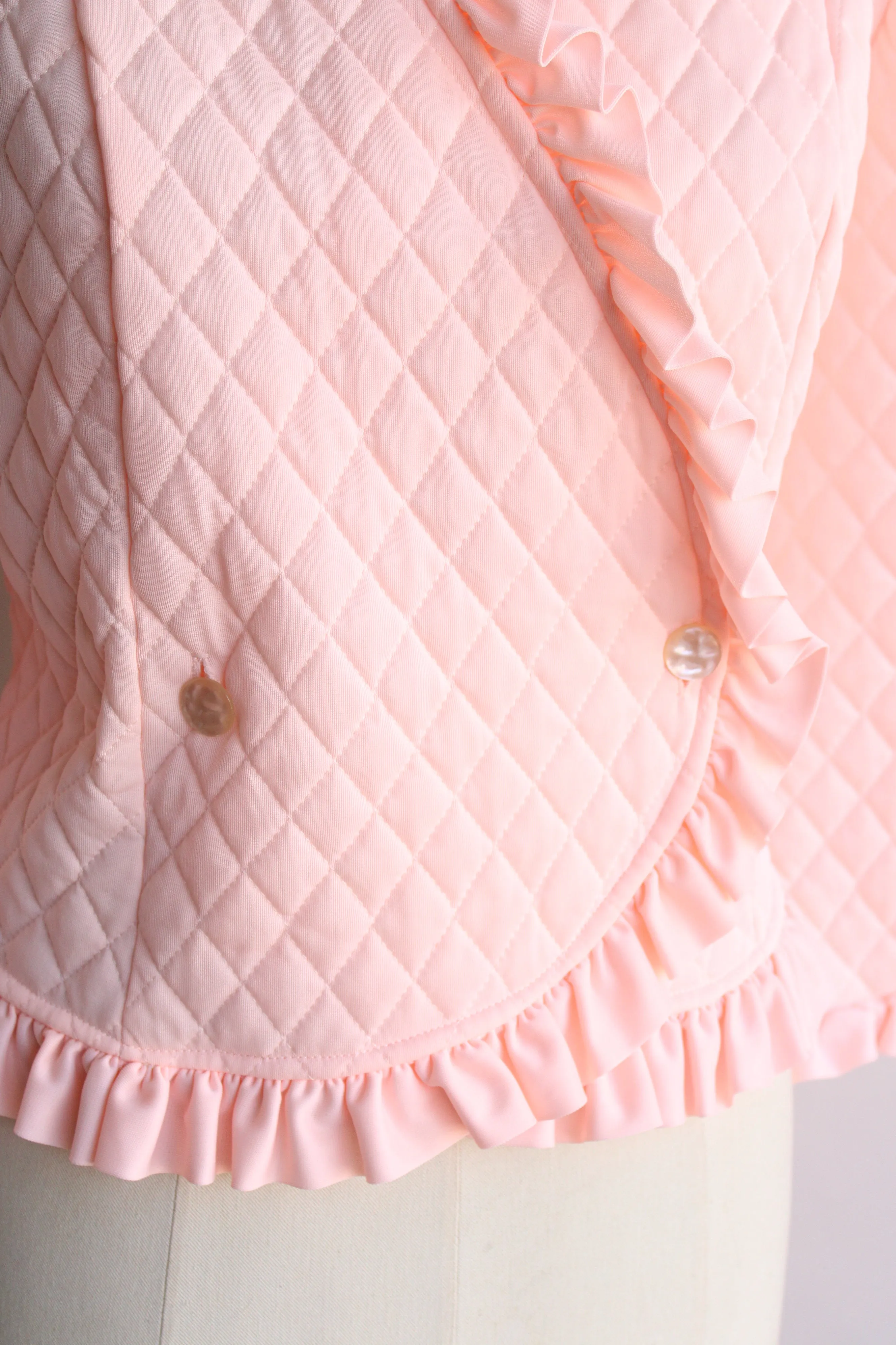 Vintage 1960s Pink Quilted Bed Jacket by Saramal Lingerie