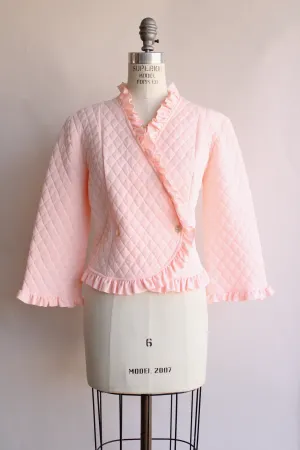 Vintage 1960s Pink Quilted Bed Jacket by Saramal Lingerie