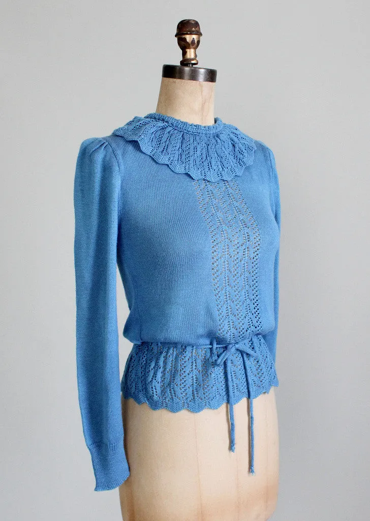 Vintage 1970s Blue Bell Ruffle Sweater