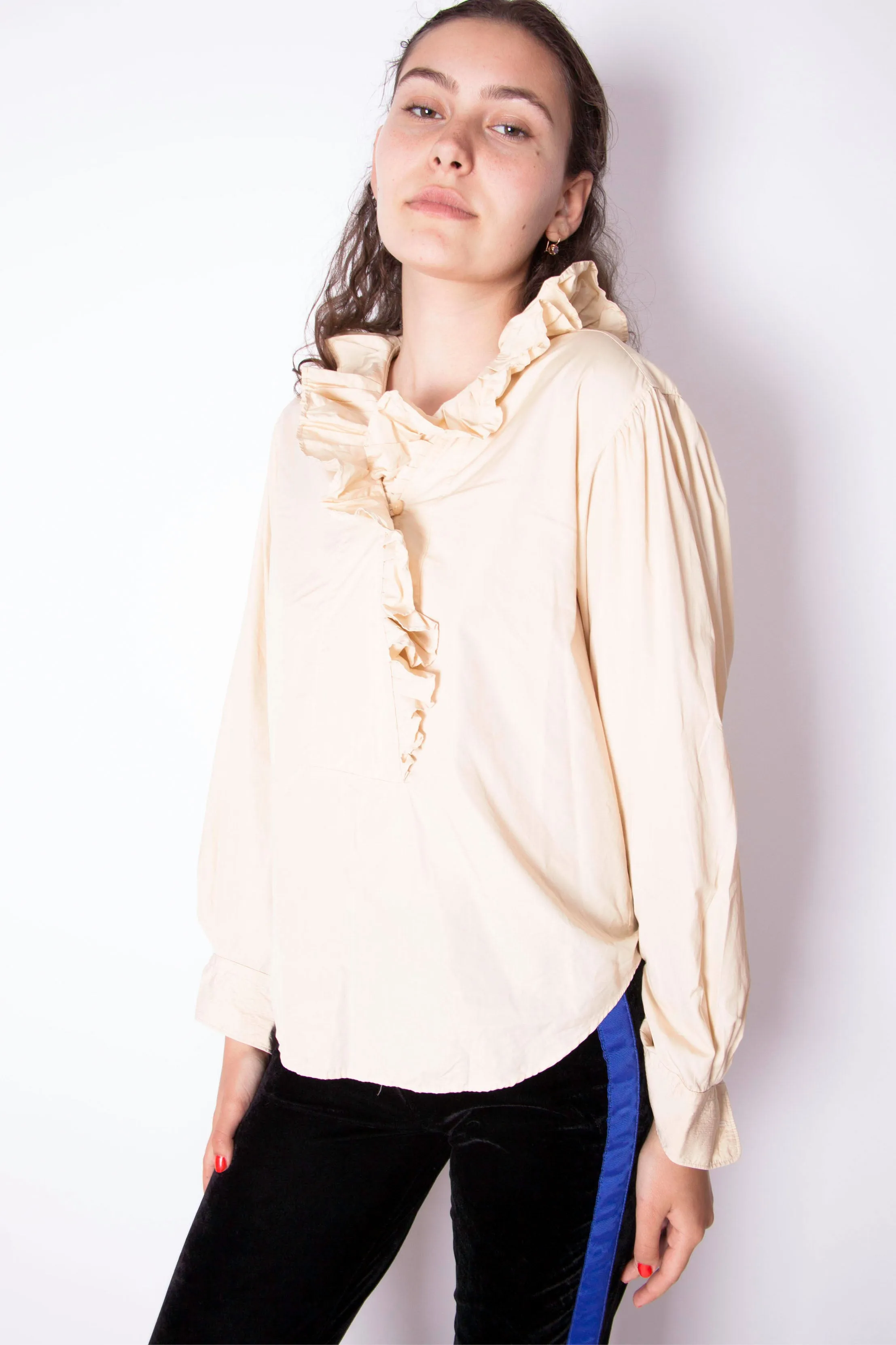 Vintage 90s Kenzo Beige Ruffles Top