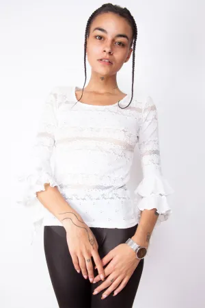 Vintage 90s White Ruffles Top