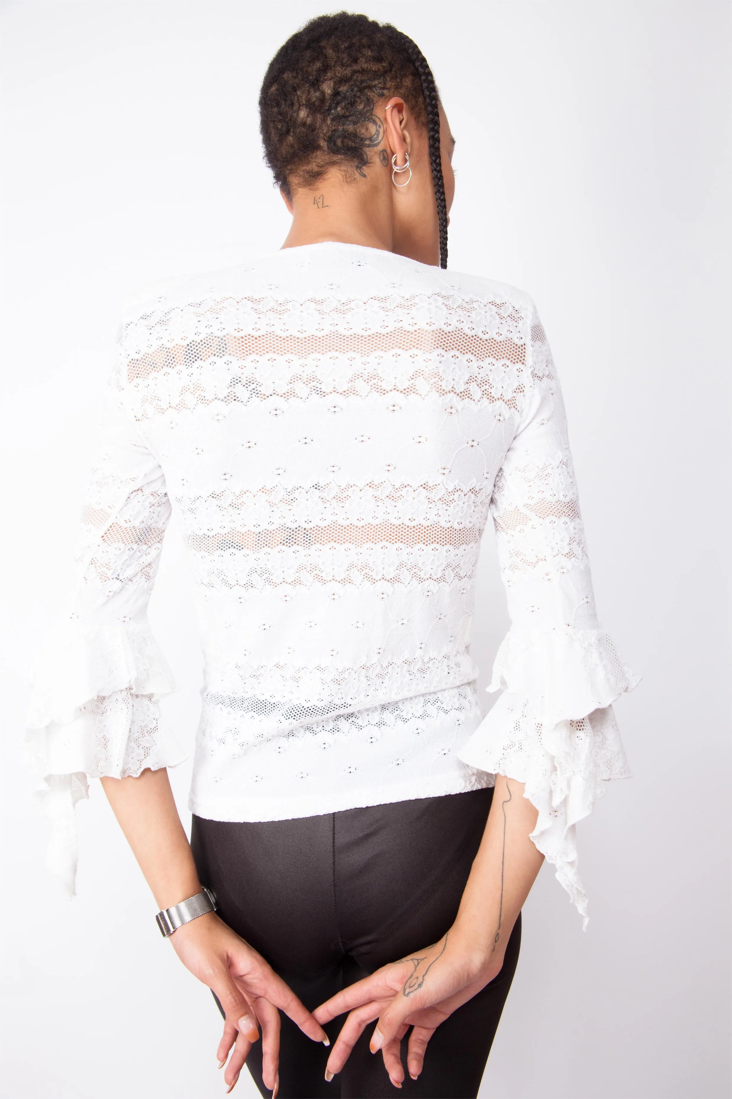 Vintage 90s White Ruffles Top