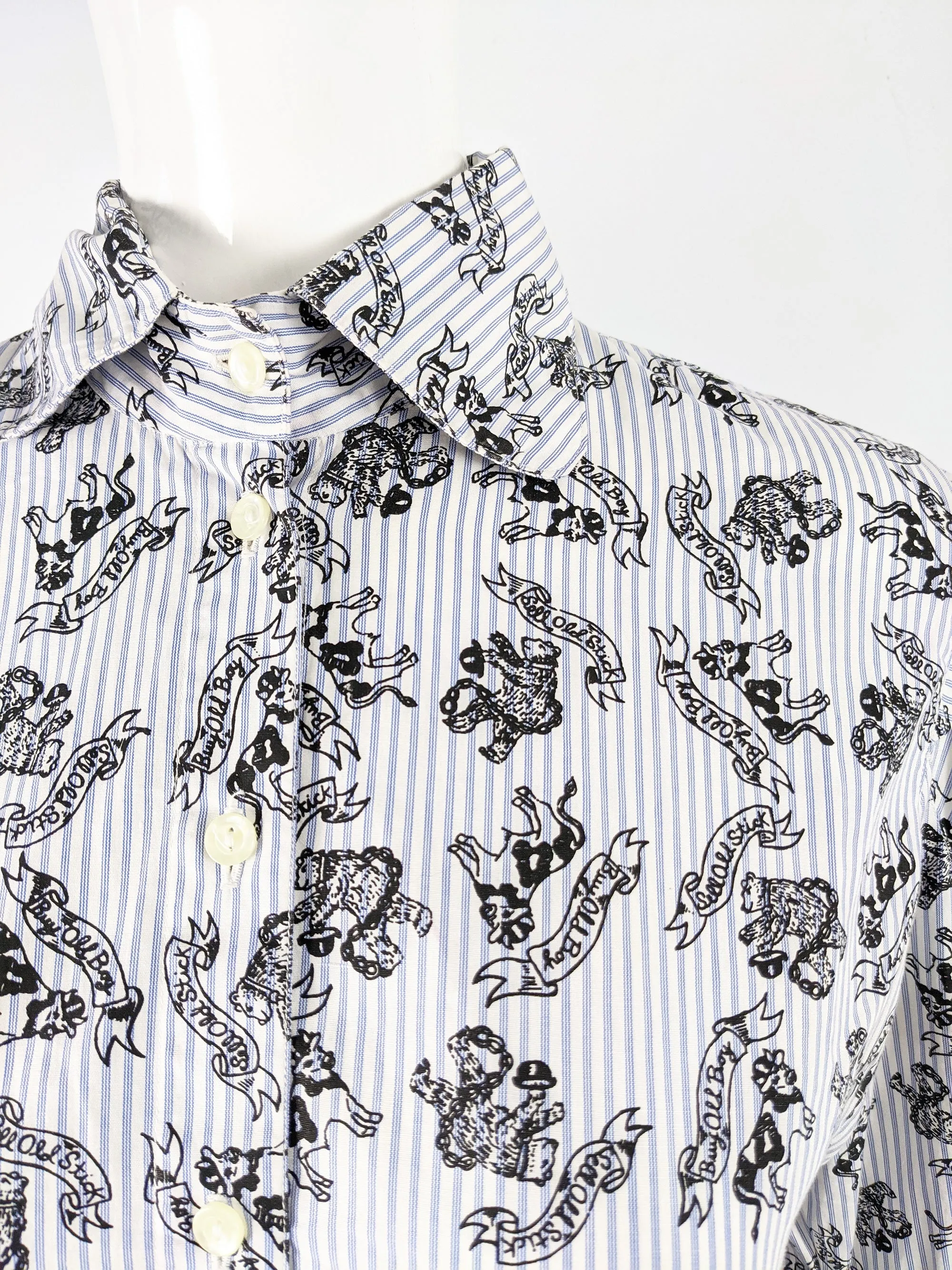 Vintage Architectural Sleeve 'Wall Street' Print Shirt, 1980s