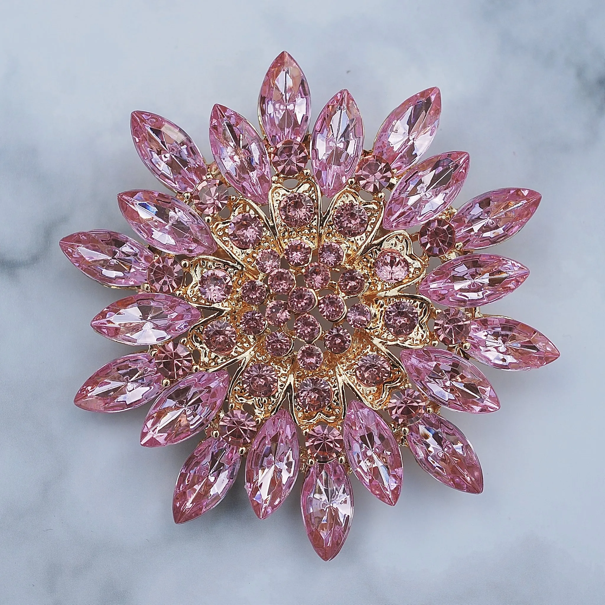 Vintage Brooch Large with Crystal