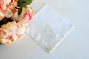 Vintage Linen Hanky Embroidered with L