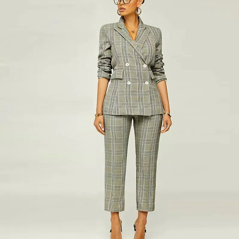 Vintage Plaid Blazer and Pants Set