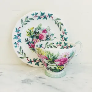 Vintage Queen Anne Fedden Ivy Garden Teacup & Saucer