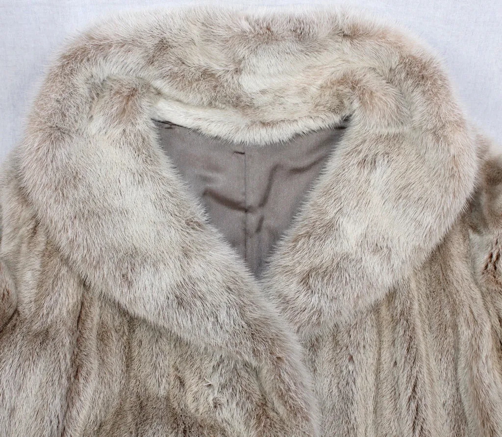 Vintage *Unique* Blush-Dyed Mink Fur Coat w/ Matching Rope Ties -S