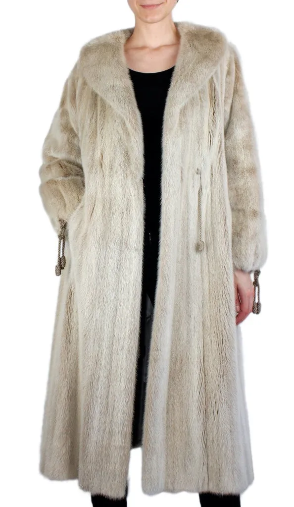 Vintage *Unique* Blush-Dyed Mink Fur Coat w/ Matching Rope Ties -S