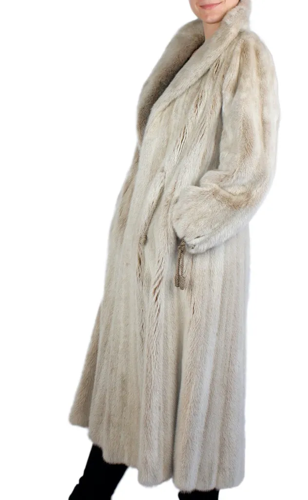 Vintage *Unique* Blush-Dyed Mink Fur Coat w/ Matching Rope Ties -S